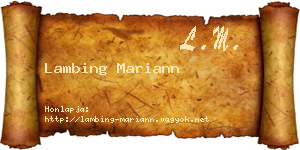 Lambing Mariann névjegykártya